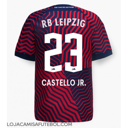 Camisa de Futebol RB Leipzig Castello Lukeba #23 Equipamento Secundário 2023-24 Manga Curta